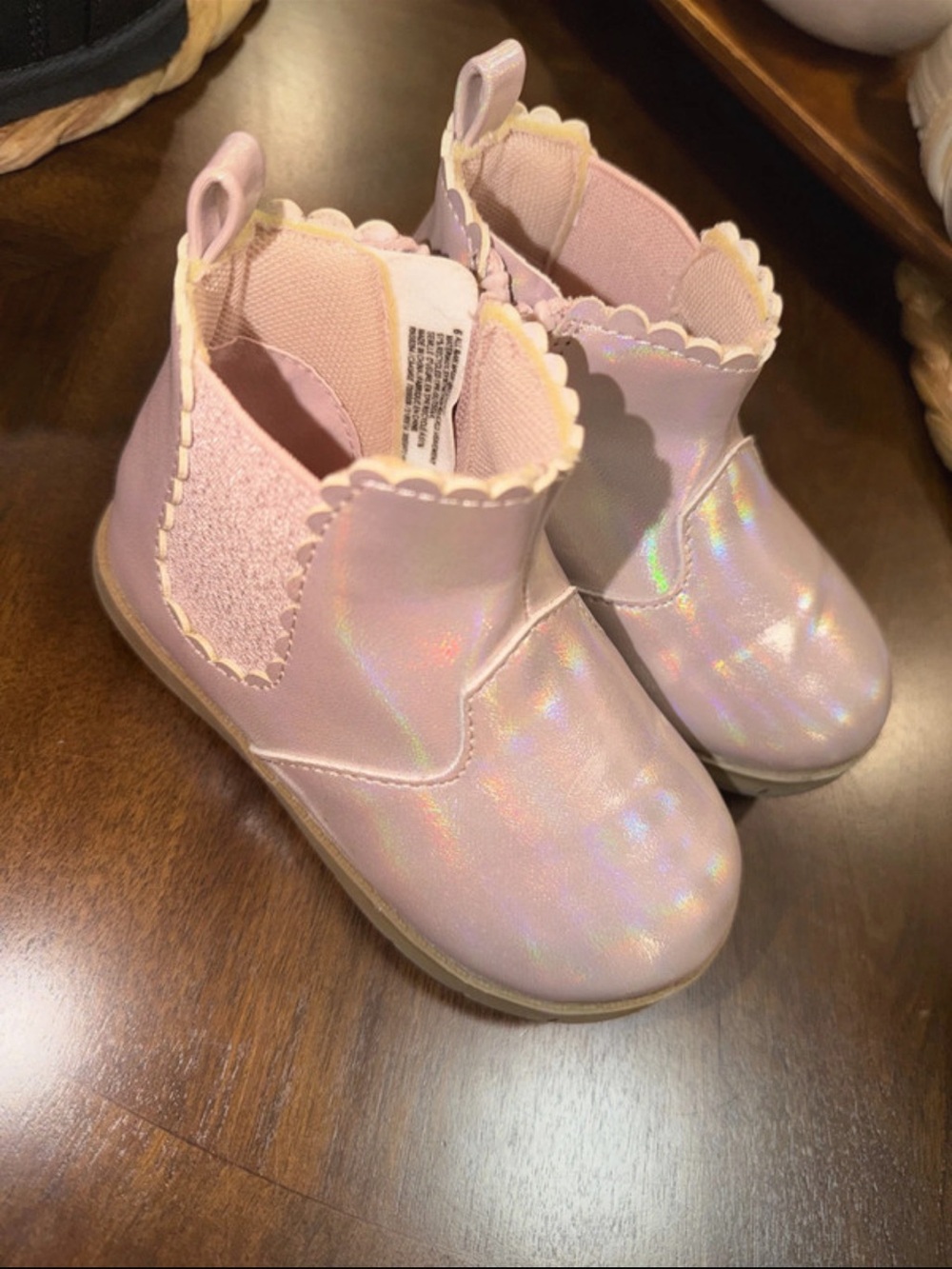 The Children's Place Pink Iridescent Scallop Chelsea Boots